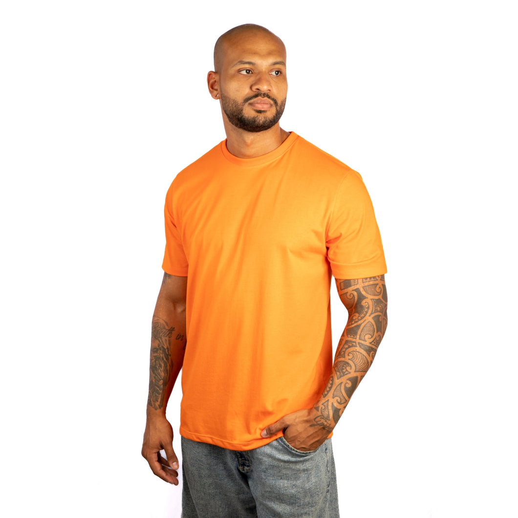 Camiseta Masculina Algodão Egípcio Laranja Gola C