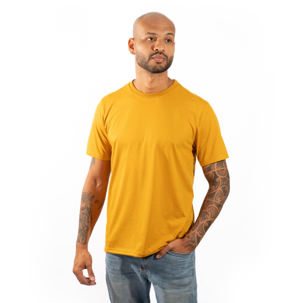 Camiseta Masculina Algodão Egípcio Caramelo Gola C