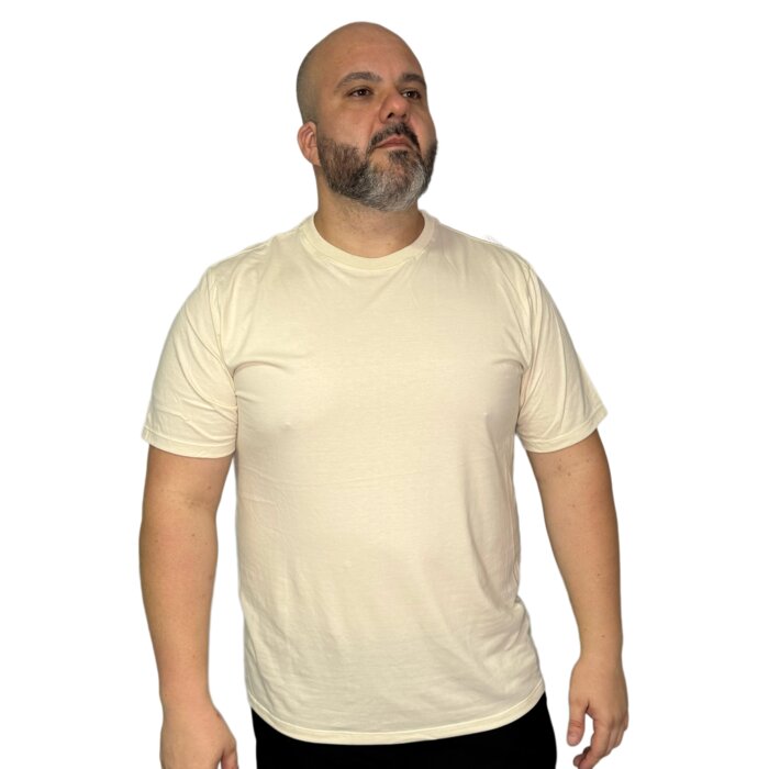 Camiseta Plus Size Masculina em Algodão Egípcio Gola C - Off White