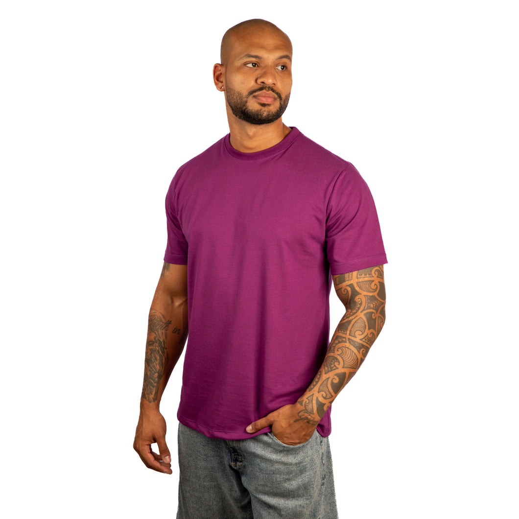 Camiseta Masculina Algodão Egípcio Violeta Gola C