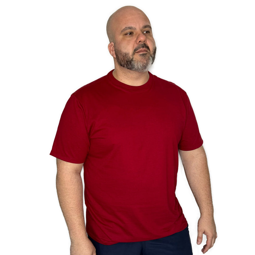 Camiseta Plus Size Masculina em Algodão Egípcio Gola C - Bordô