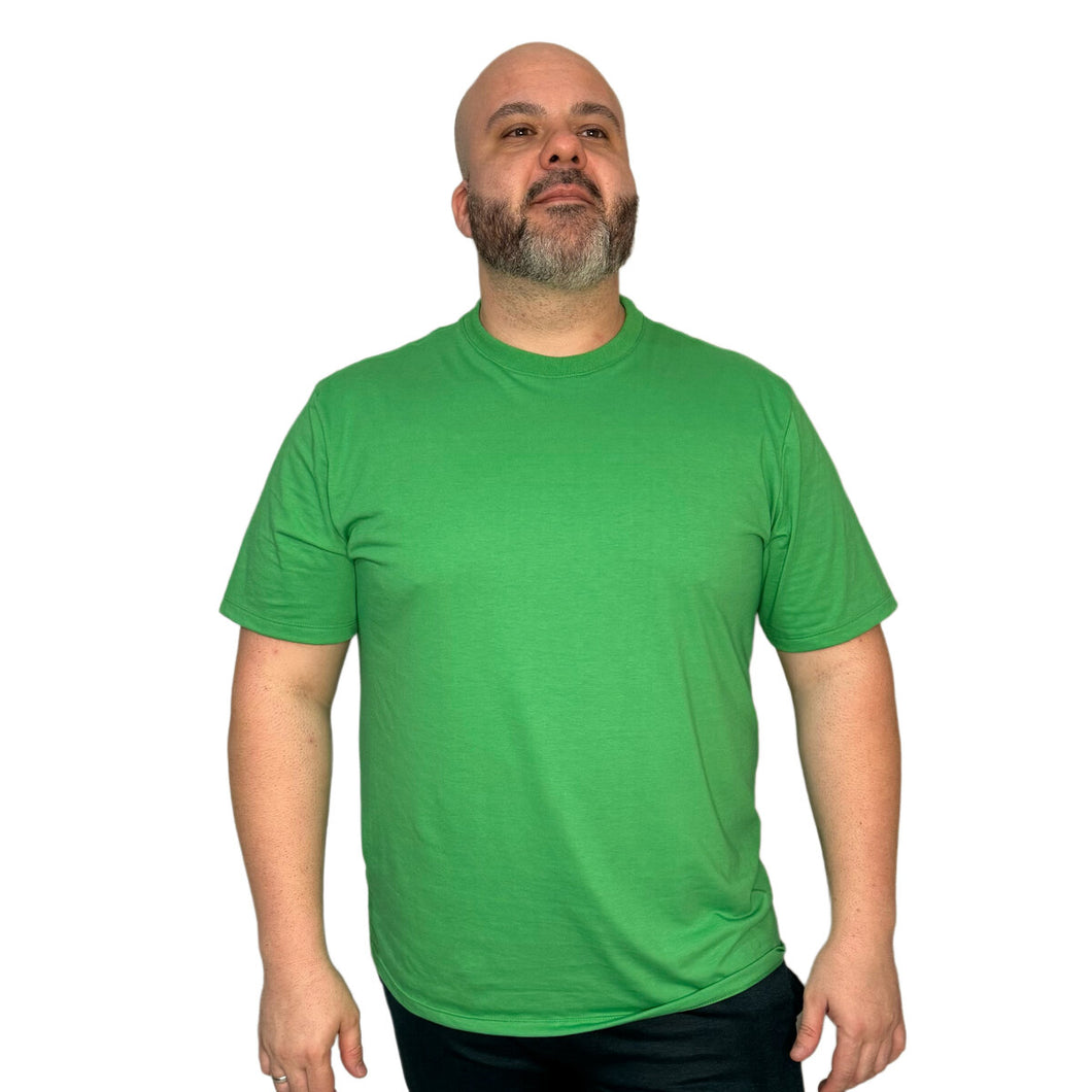Camiseta Plus Size Masculina em Algodão Egípcio Gola C - Verde Bandeira
