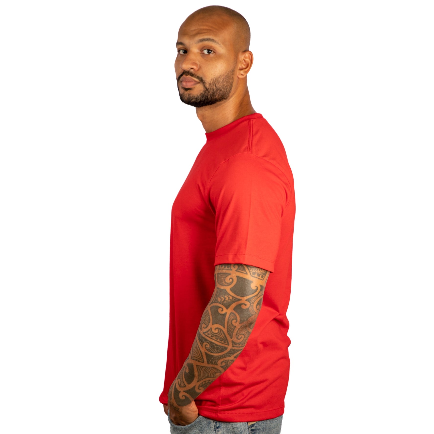 Camiseta Masculina Algodão Egípcio Vermelha Gola C