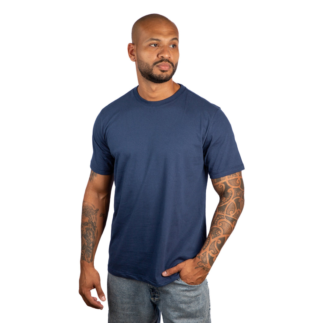 Camiseta Masculina Algodão Egípcio Marinho Gola C
