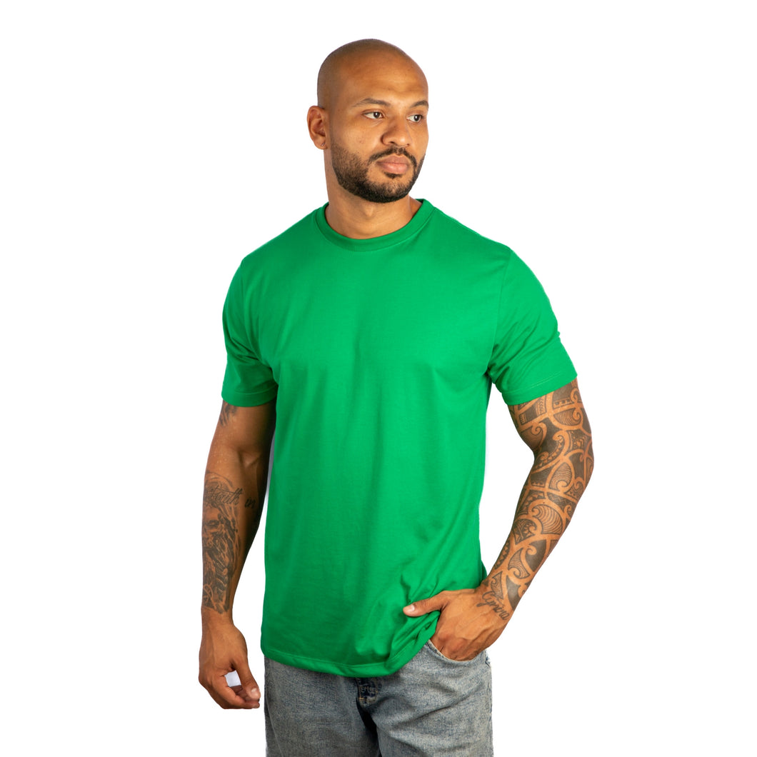 Camiseta Masculina Algodão Egípcio Verde Bandeira Gola C